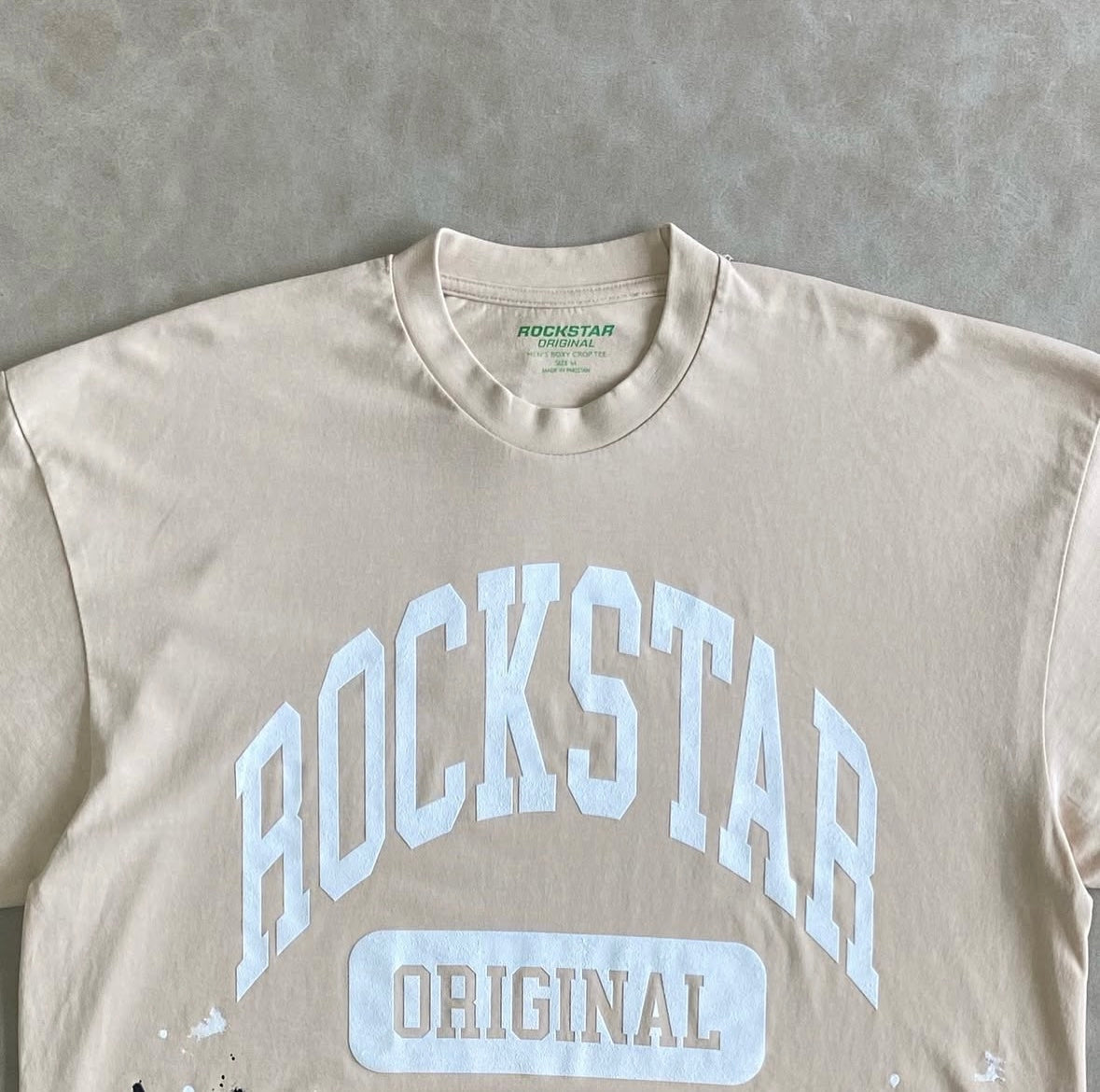 Beige/ Rockstar Boxy Crop T-Shirt