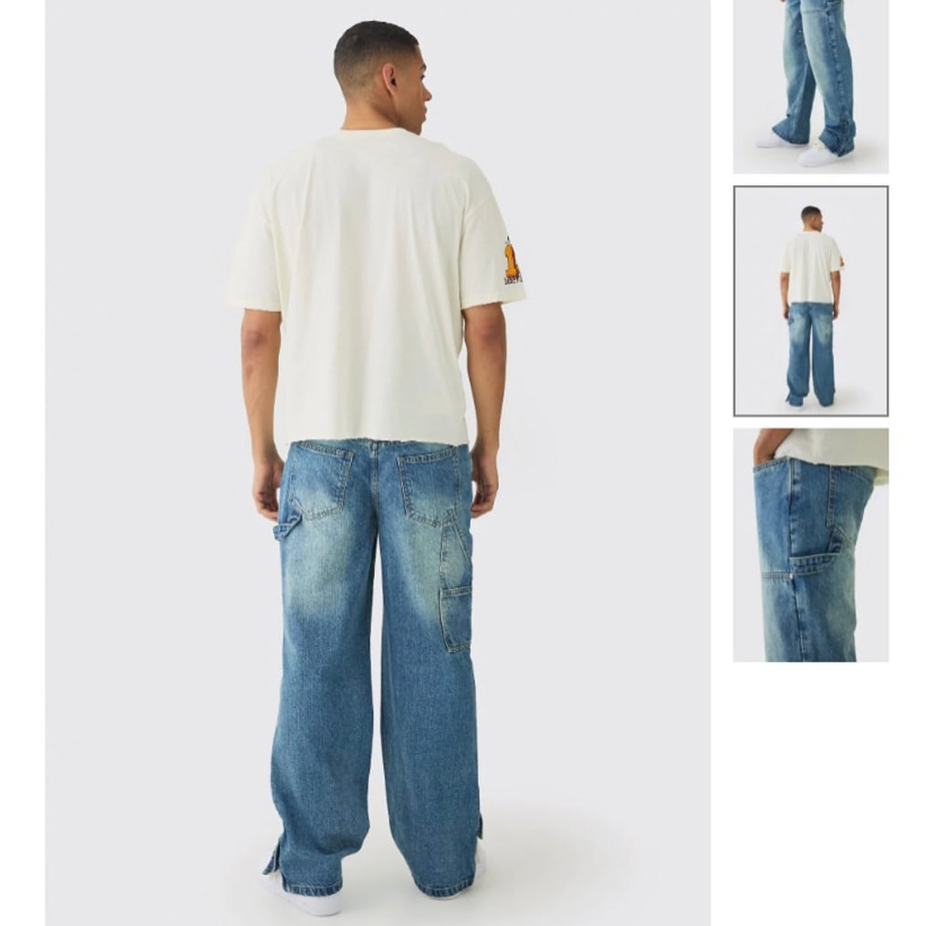 Relaxed Fit Carpenter Jeans With Split
Hem