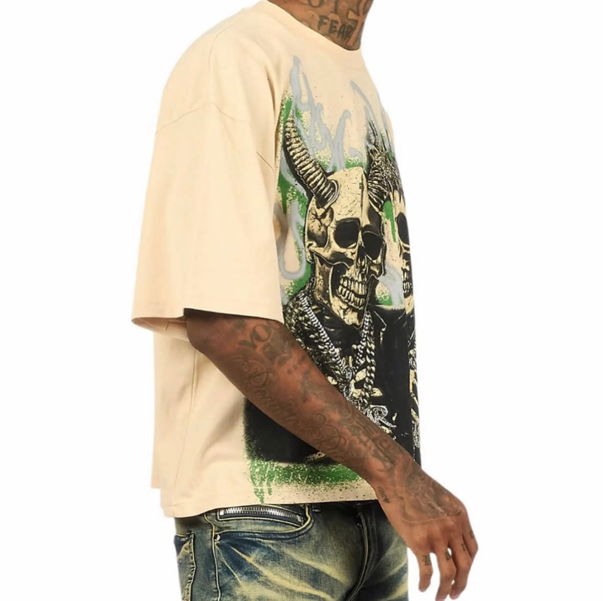 Kingston Beige/ Black Boxy Crop T-Shirt