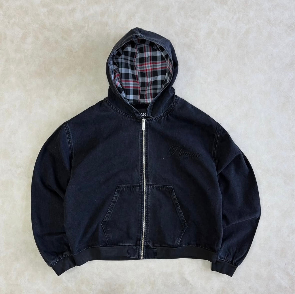 Oversized Boxy Denim Embroidered
Hoodie