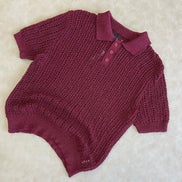 Slim Fit Open Stitch Short Sleeve Knitted Polo