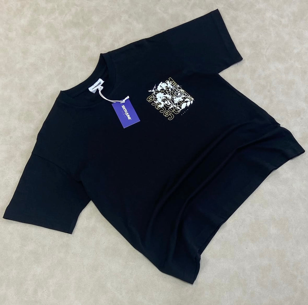 Floral Printed T-Shirt Black