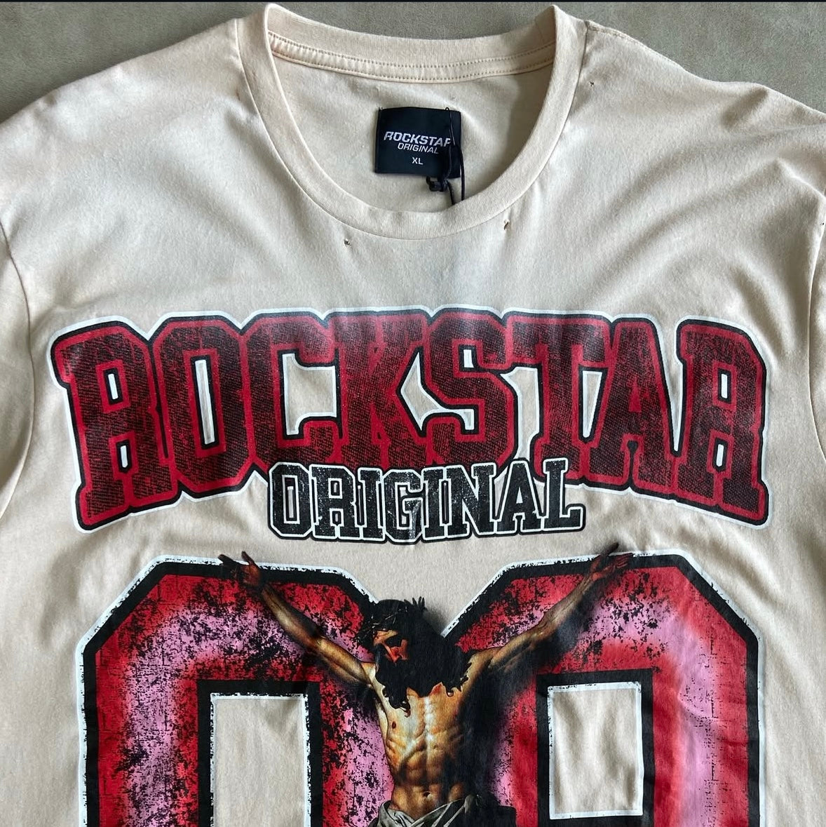 Fields Beige Oversized Graphic T-Shirt