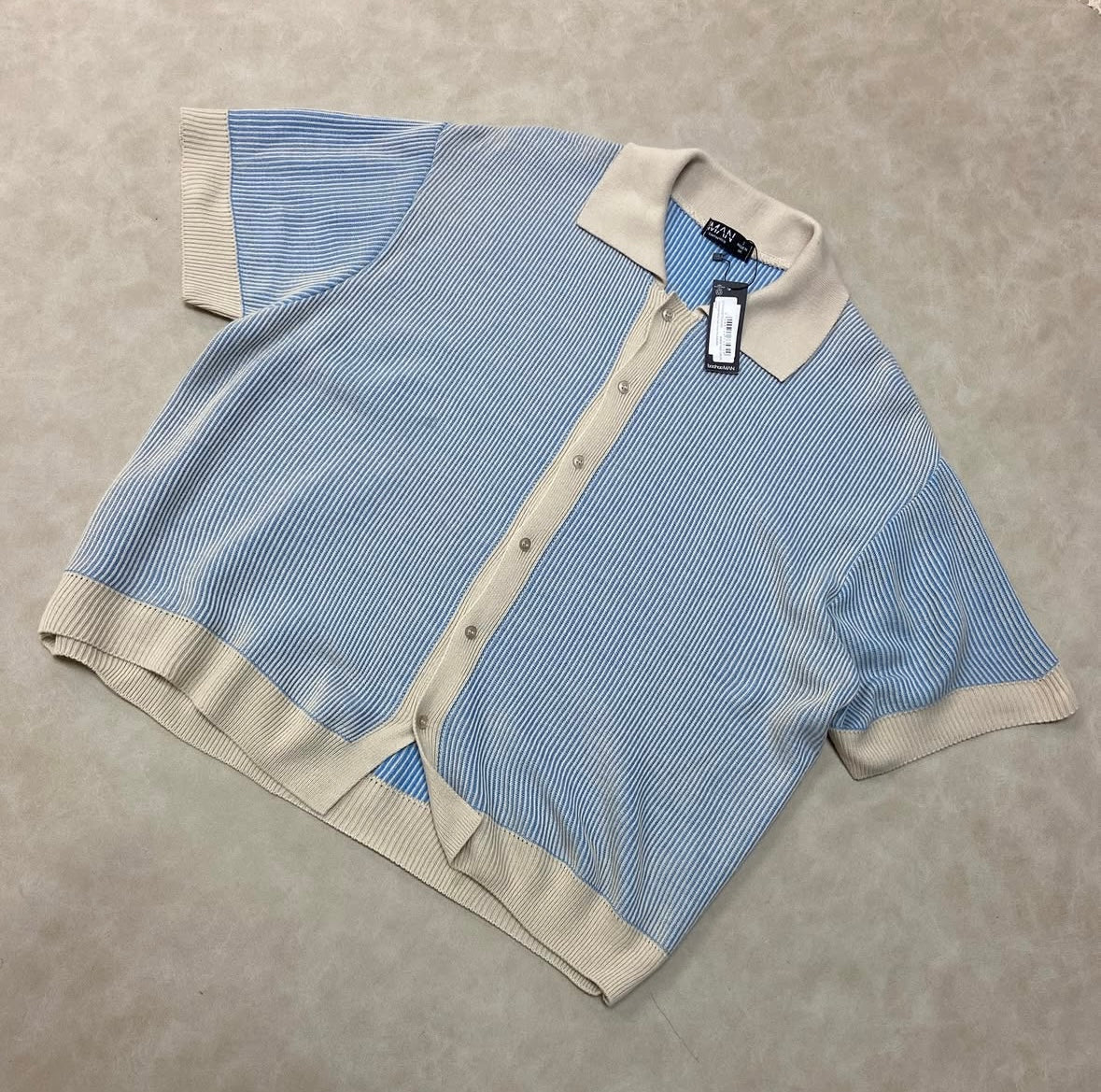 Oversized Boxy Two Tone Rib Knit Shirt