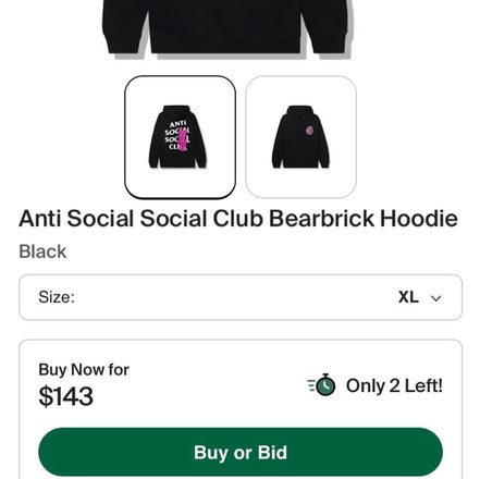 Anti Social Social Club Bearbrick Hoodie