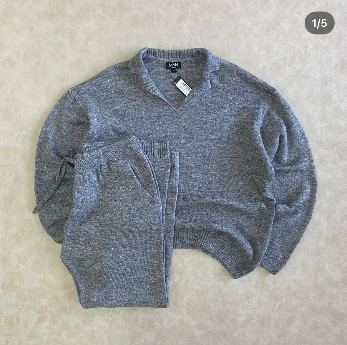 Oversized Revere Knitted Polo Tracksuit