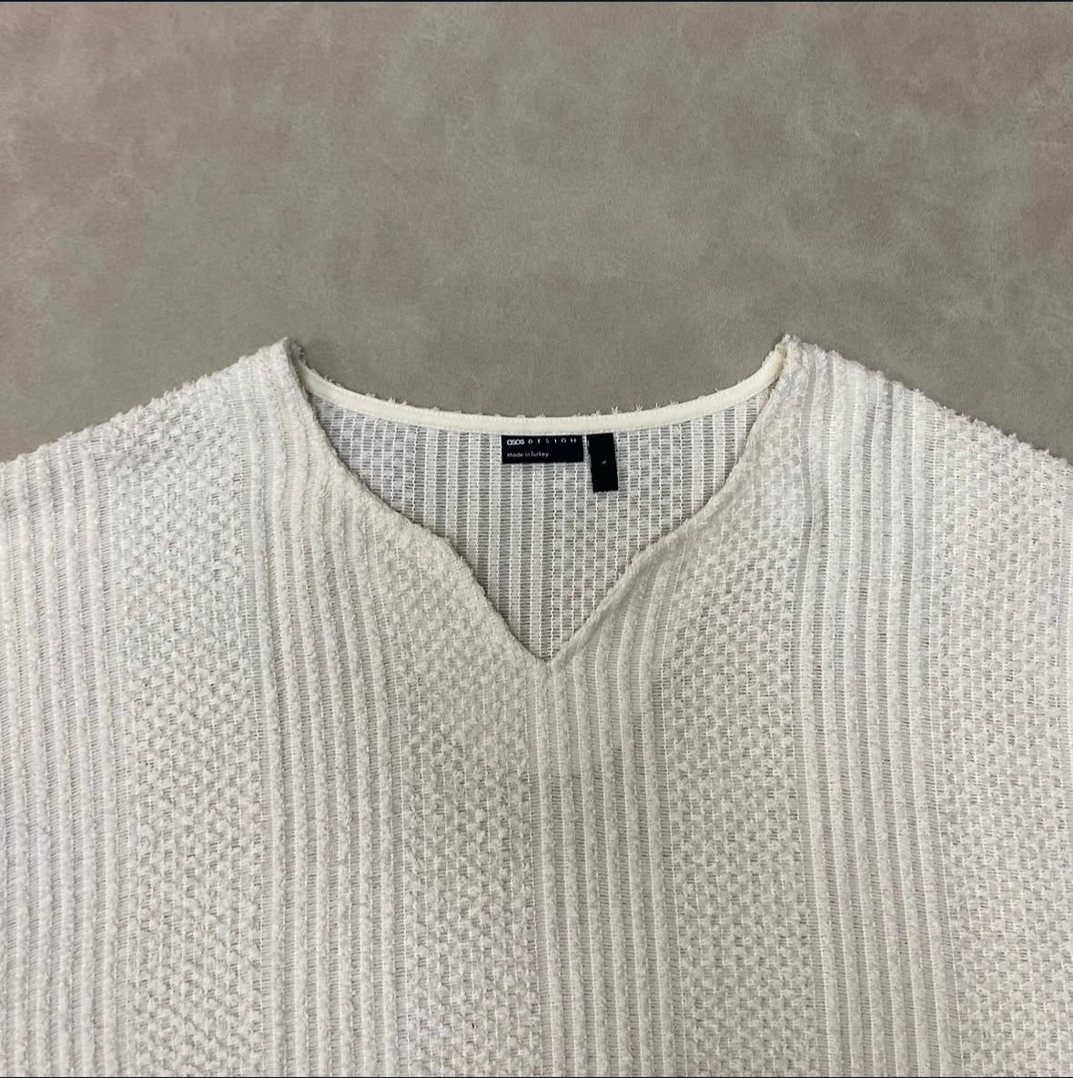 ASOS DESIGN t-shirt with deep v neck in textured