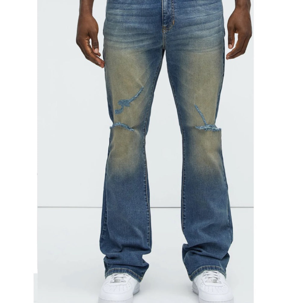 Arch Stacked Slim Flare Jeans - Dark Wash
