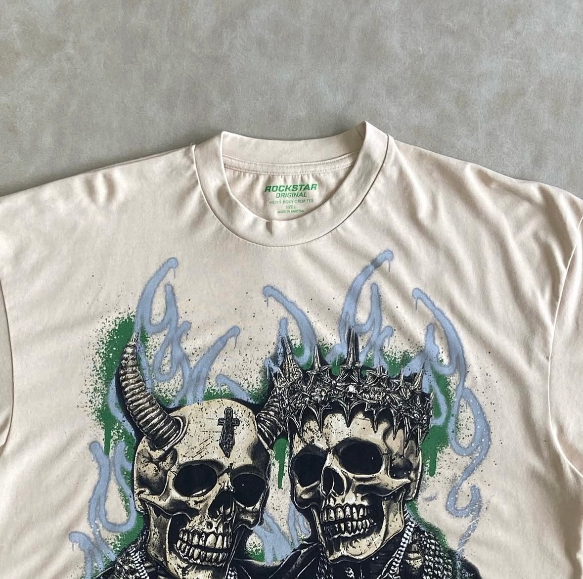 Kingston Beige/ Black Boxy Crop T-Shirt