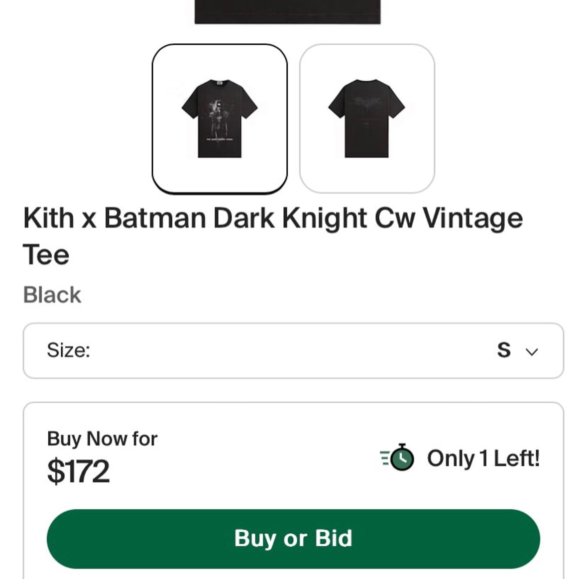 Kith X Batman Dark Knight CW Vintage Tee