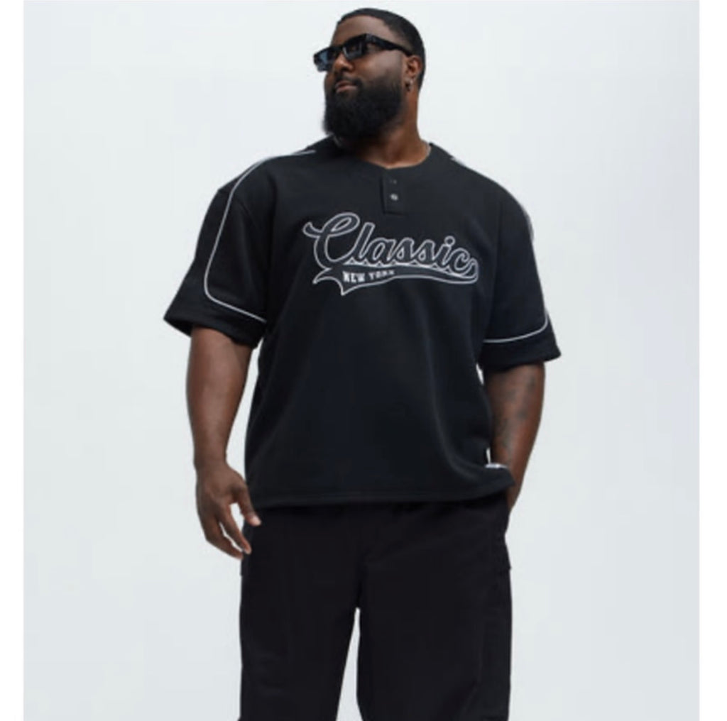 Classic New York Henley Short Sleeve -
Black