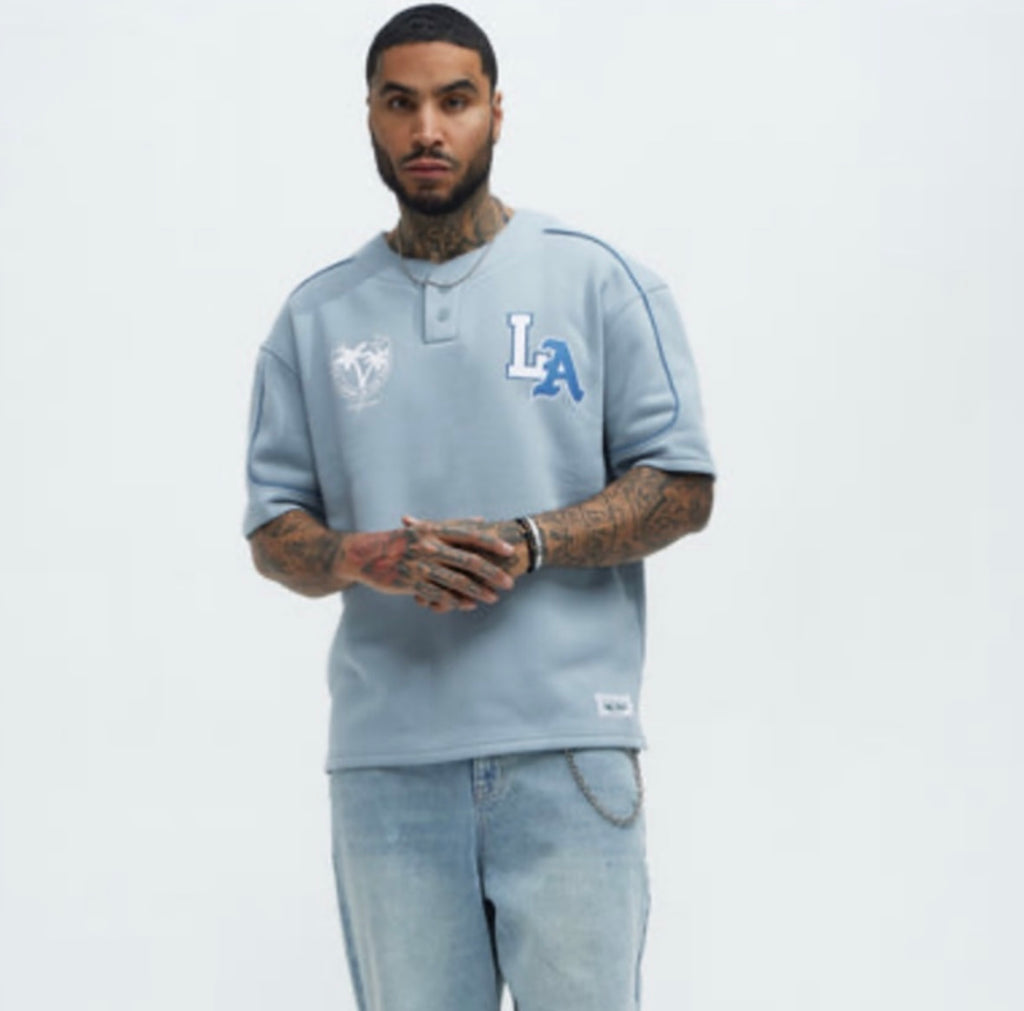 LA California Short Sleeve Henley - Stone