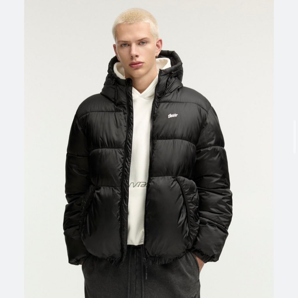 Pull&Bear STWD puffer jacket with hood in black