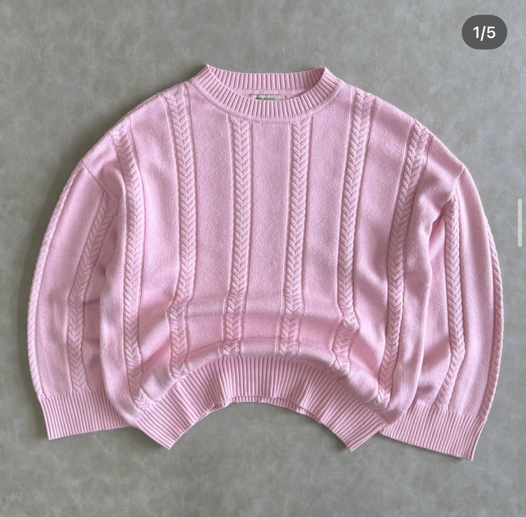 Pink Sweater With Cable Details