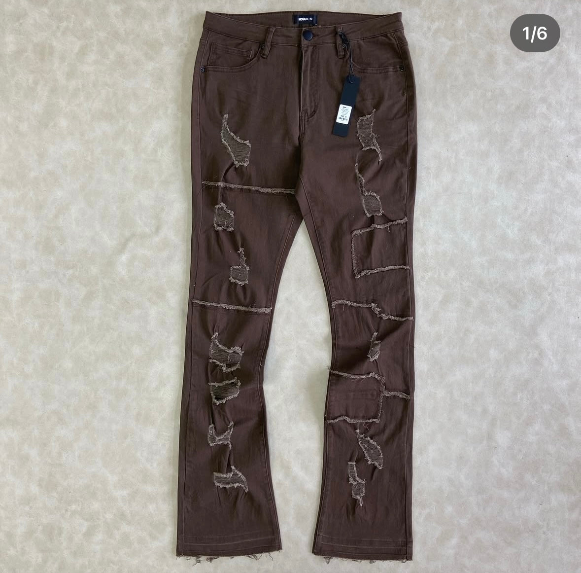 Manchester Wide Leg Stacked Pant - Darck Brown