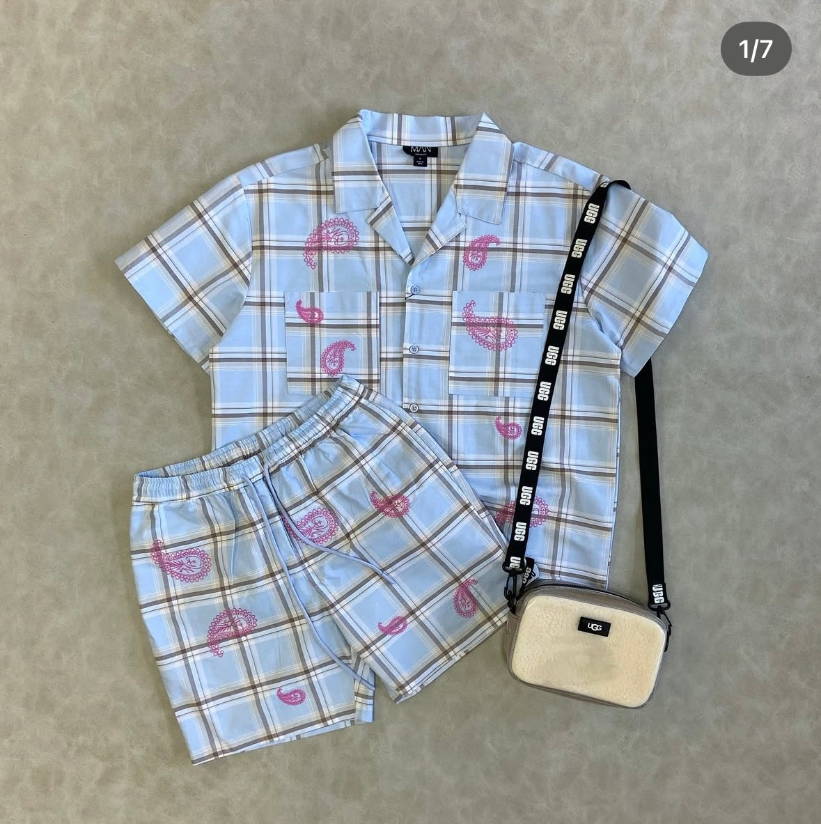 Boxy Check Paisley Embroidered Shirt