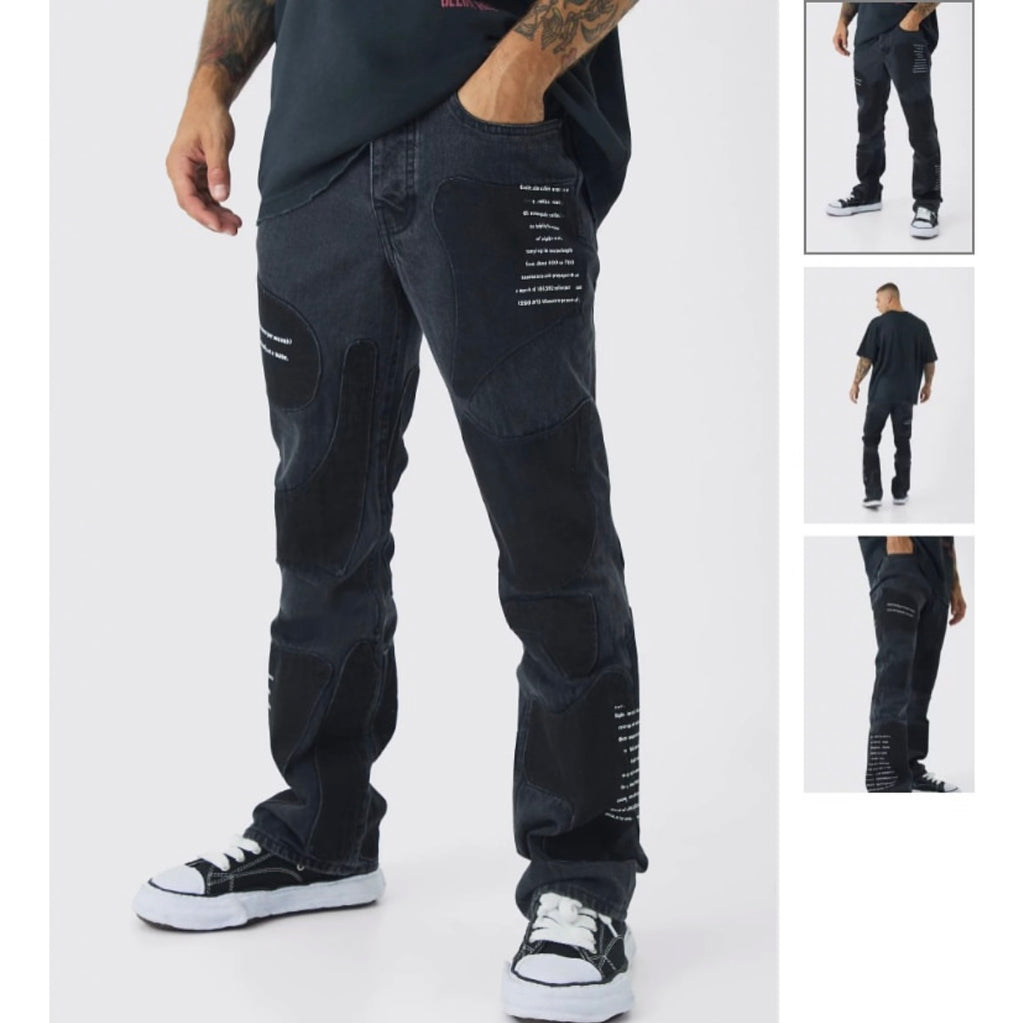 Rigid Slim Flare Patchwork Applique
Jeans