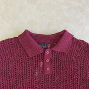 Slim Fit Open Stitch Short Sleeve Knitted Polo