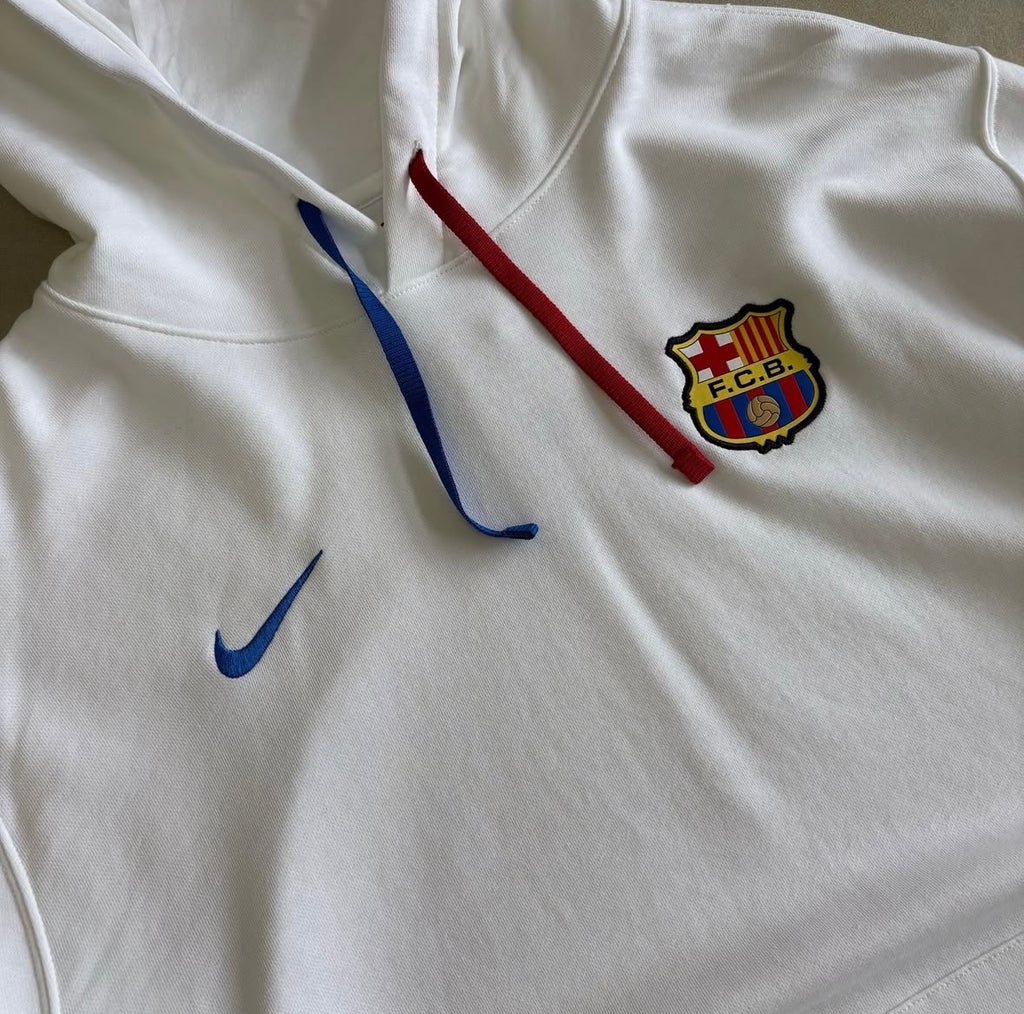White Barça Nike Hoodie