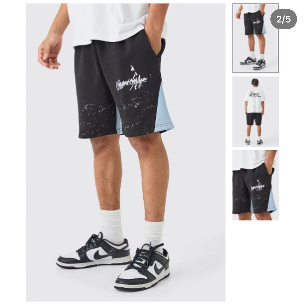 Loose Fitting Paint Splatter Shorts With Gusset