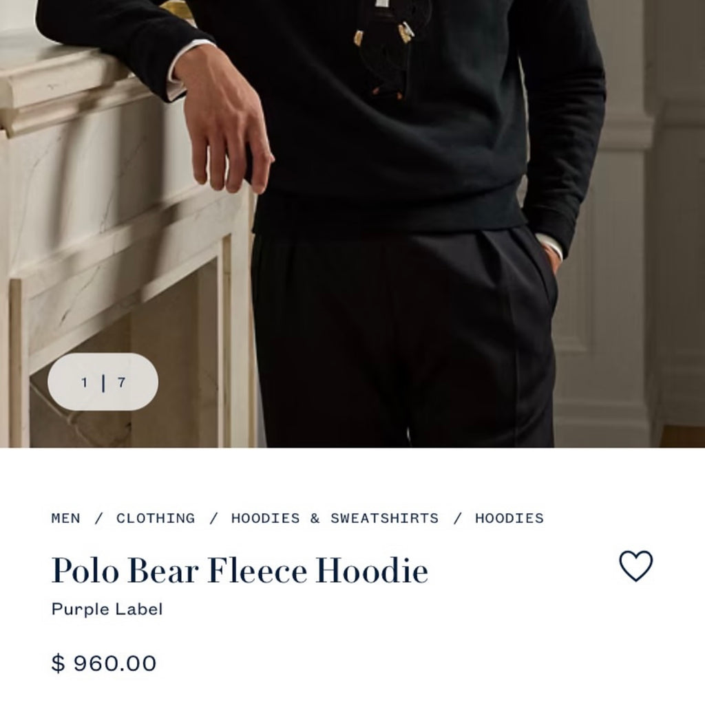 Polo Bear Fleece Hoodie Purple Label