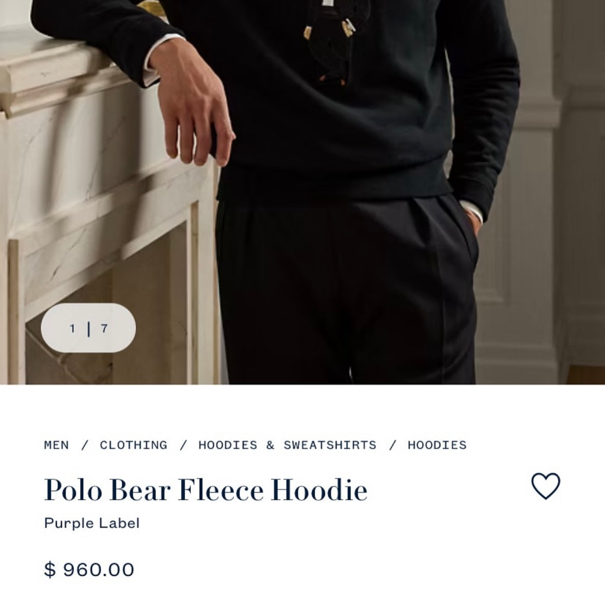 Polo Bear Fleece Hoodie Purple Label