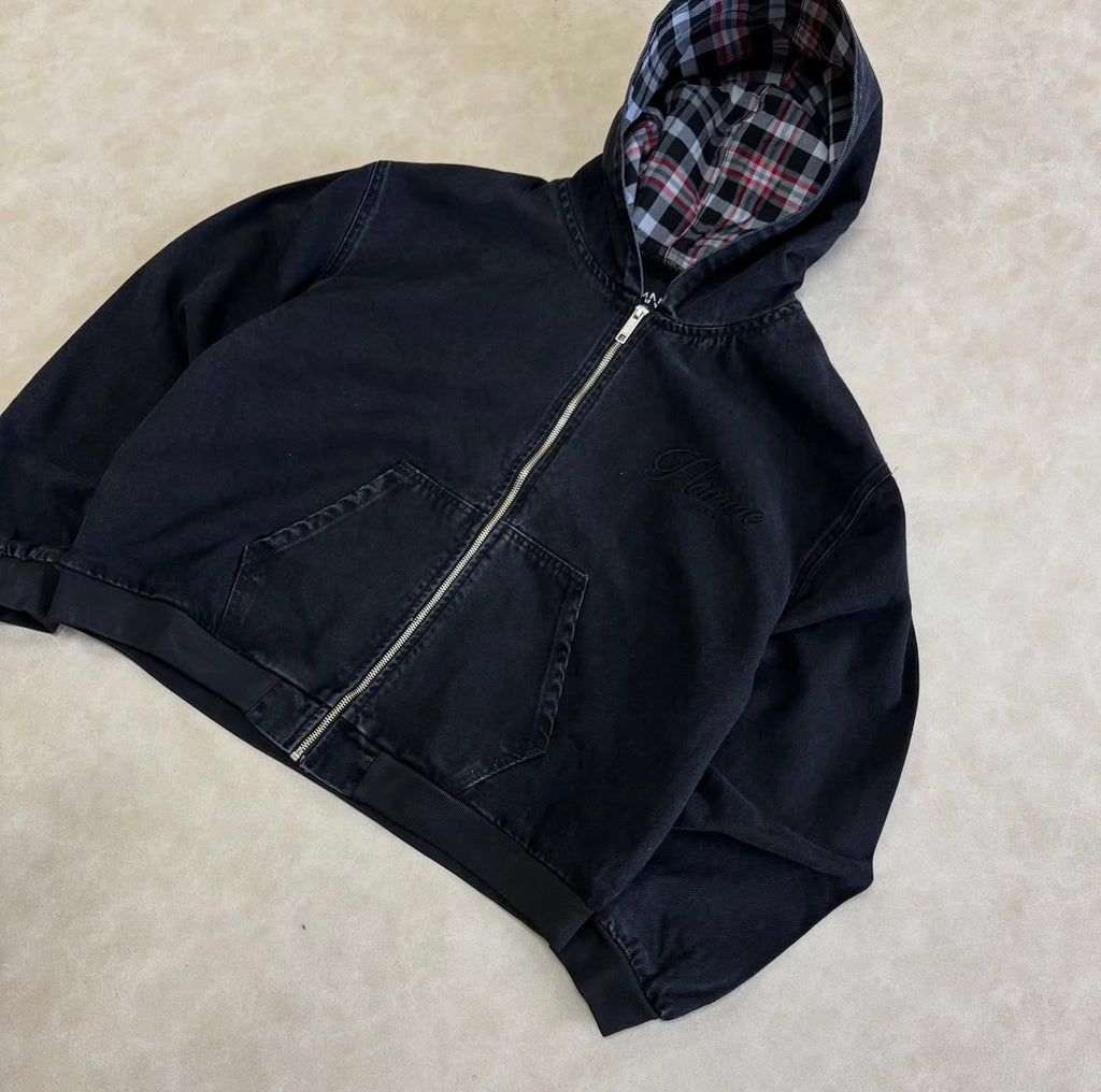 Oversized Boxy Denim Embroidered
Hoodie