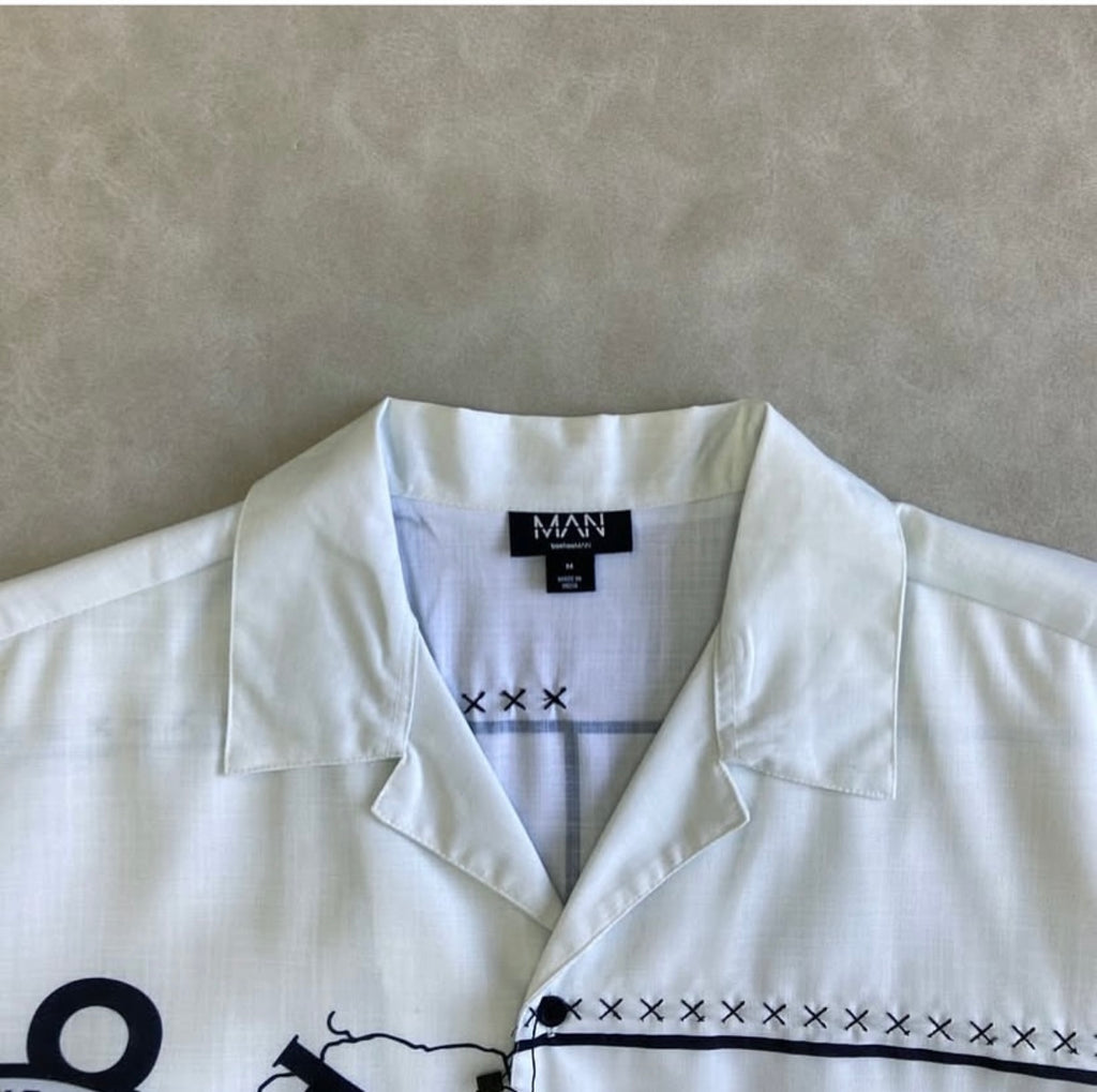 Oversized Straight Shirt with Major League Embroidery