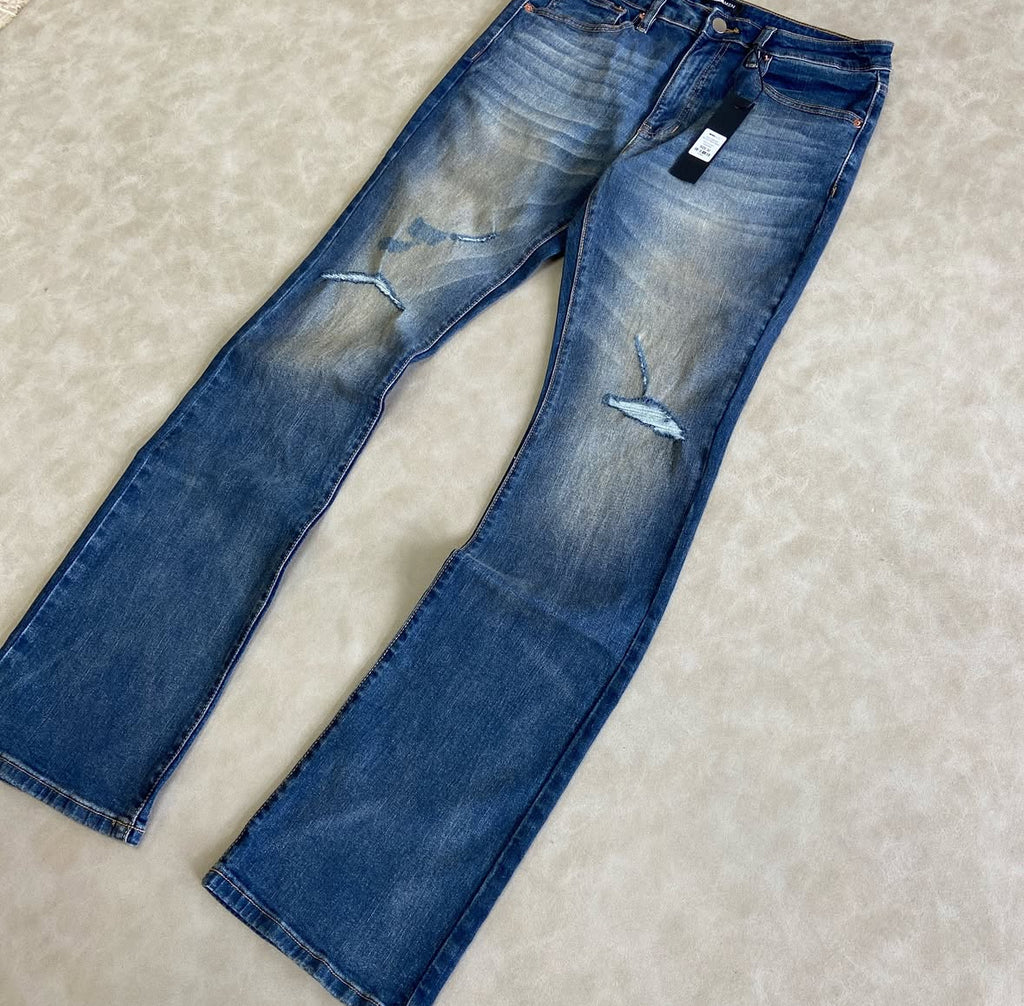 Arch Stacked Slim Flare Jeans - Dark Wash