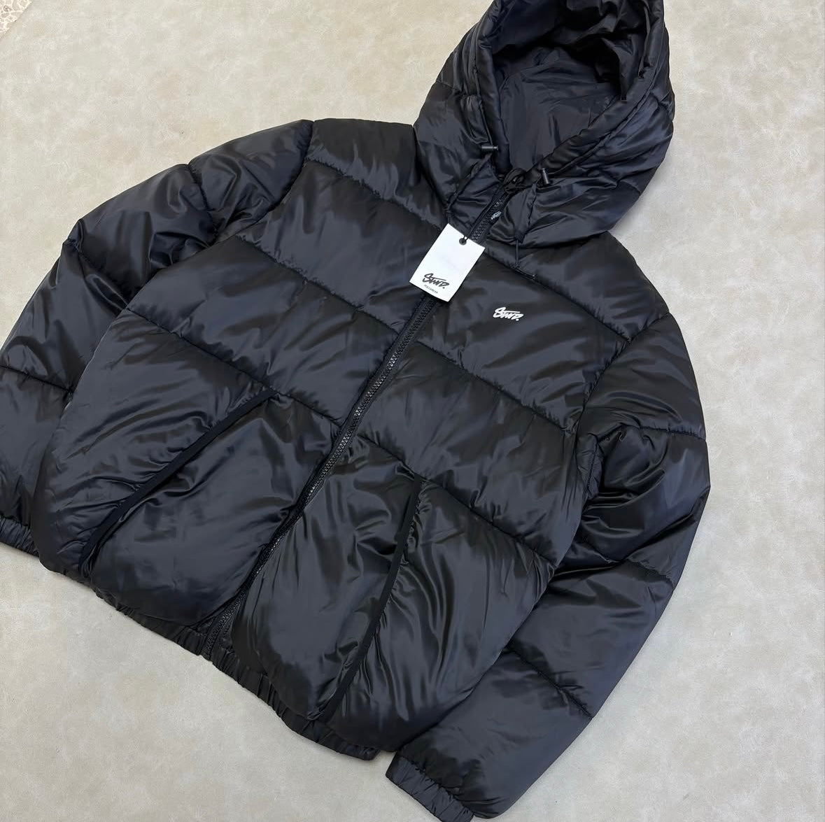 Pull&Bear STWD puffer jacket with hood in black