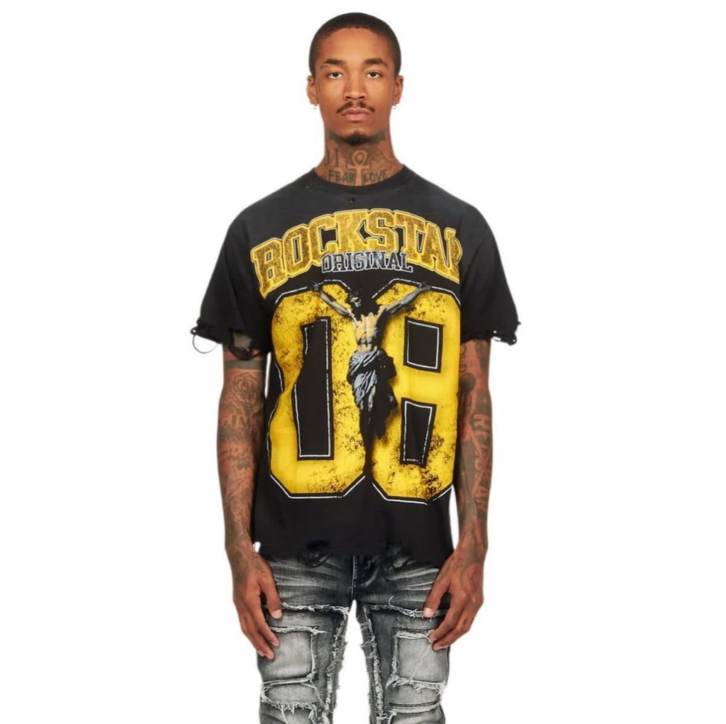 Fields Black/Yellow Oversized Graphic T-
Shirt