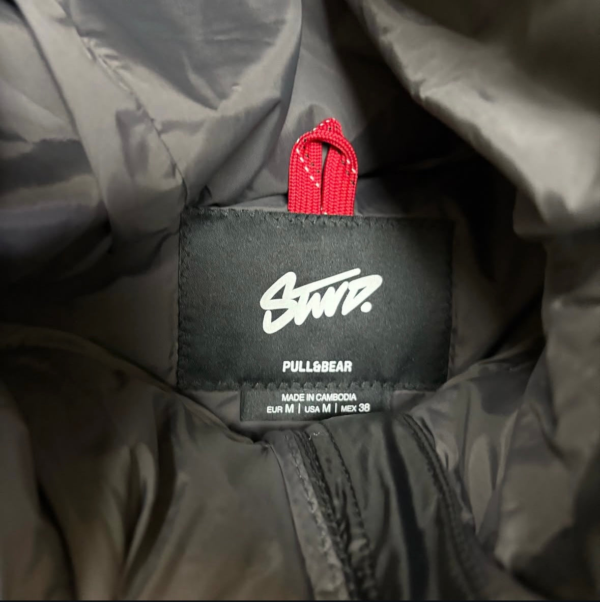 Pull&Bear STWD puffer jacket with hood in black