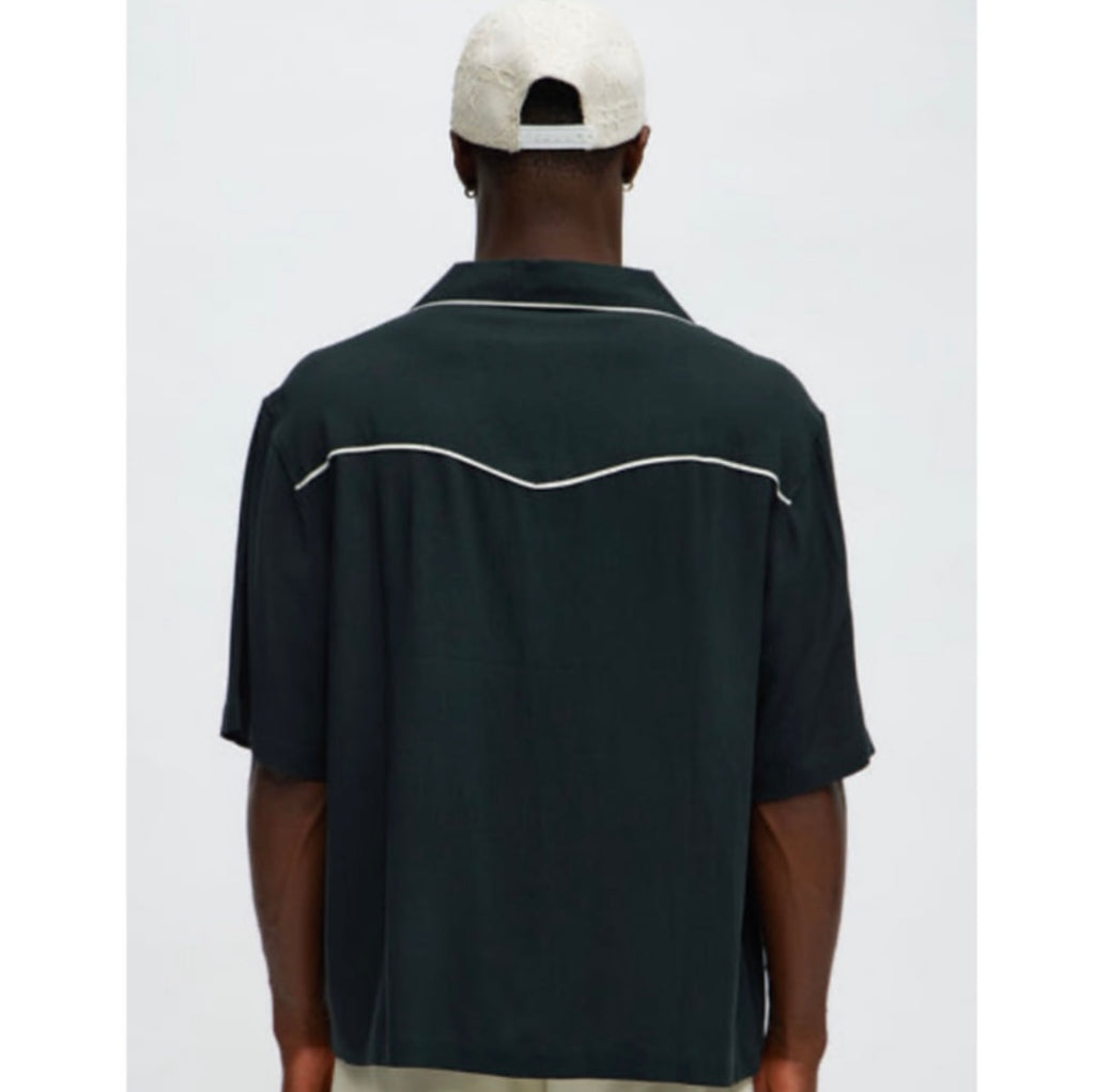 Casual Cropped PJ Style Button Up Shirt