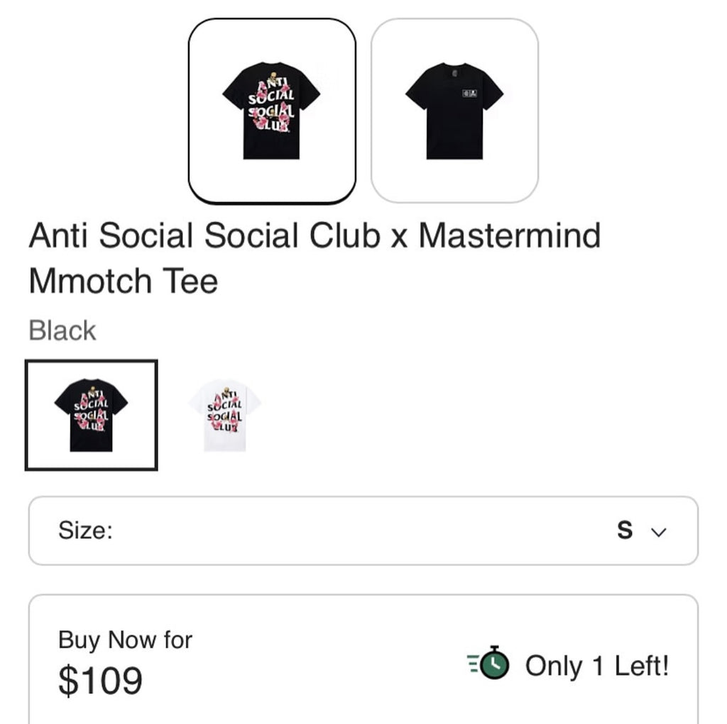 Anti Social Social Club x Mastermind
Mmotch Tee