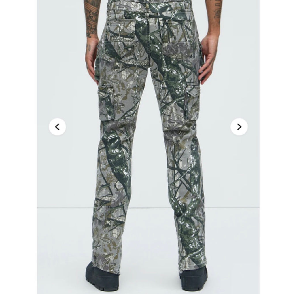 On Repeat Cargo Flare Pants - Green/Combined