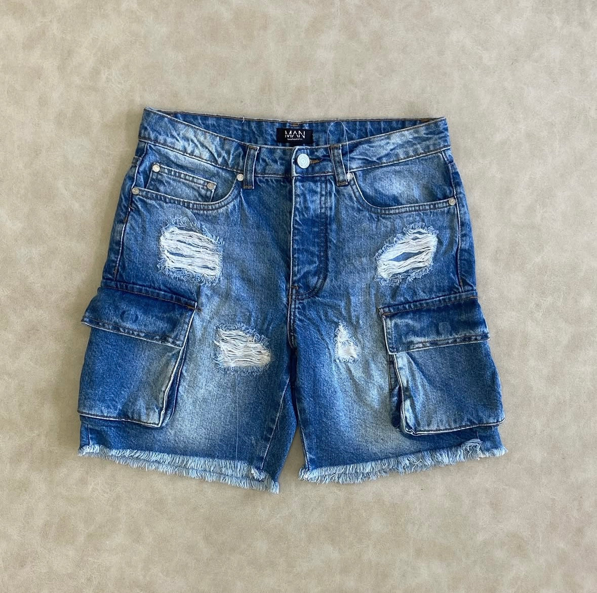 Raw Fitted Denim Shorts