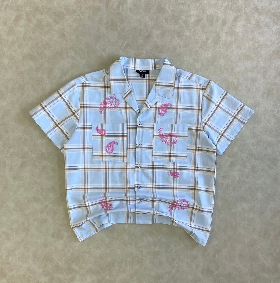 Boxy Check Paisley Embroidered Shirt
