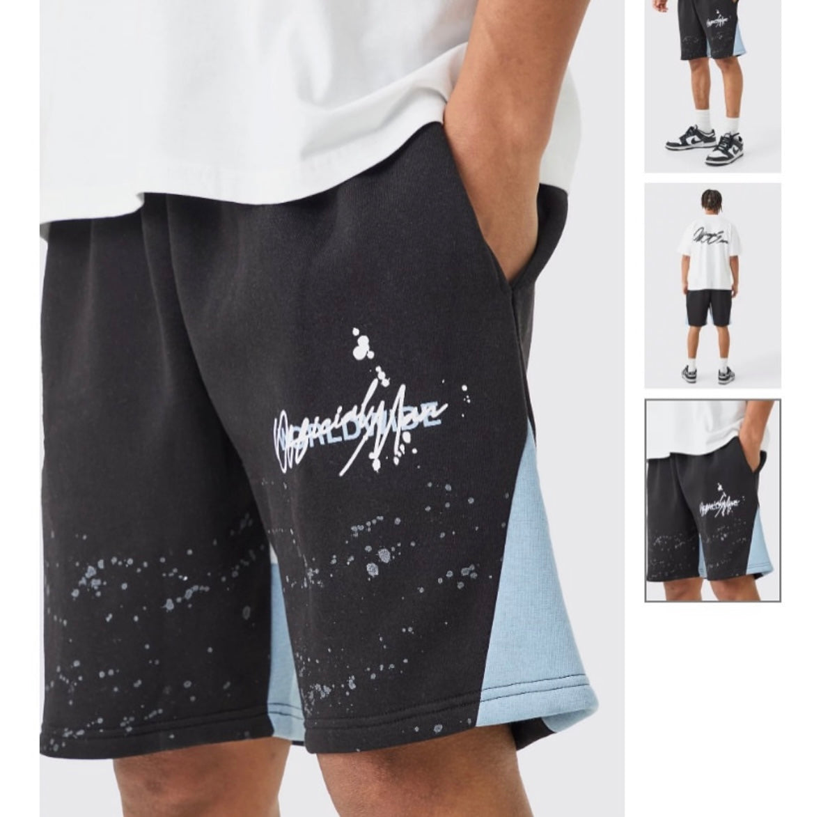 Loose Fitting Paint Splatter Shorts With Gusset