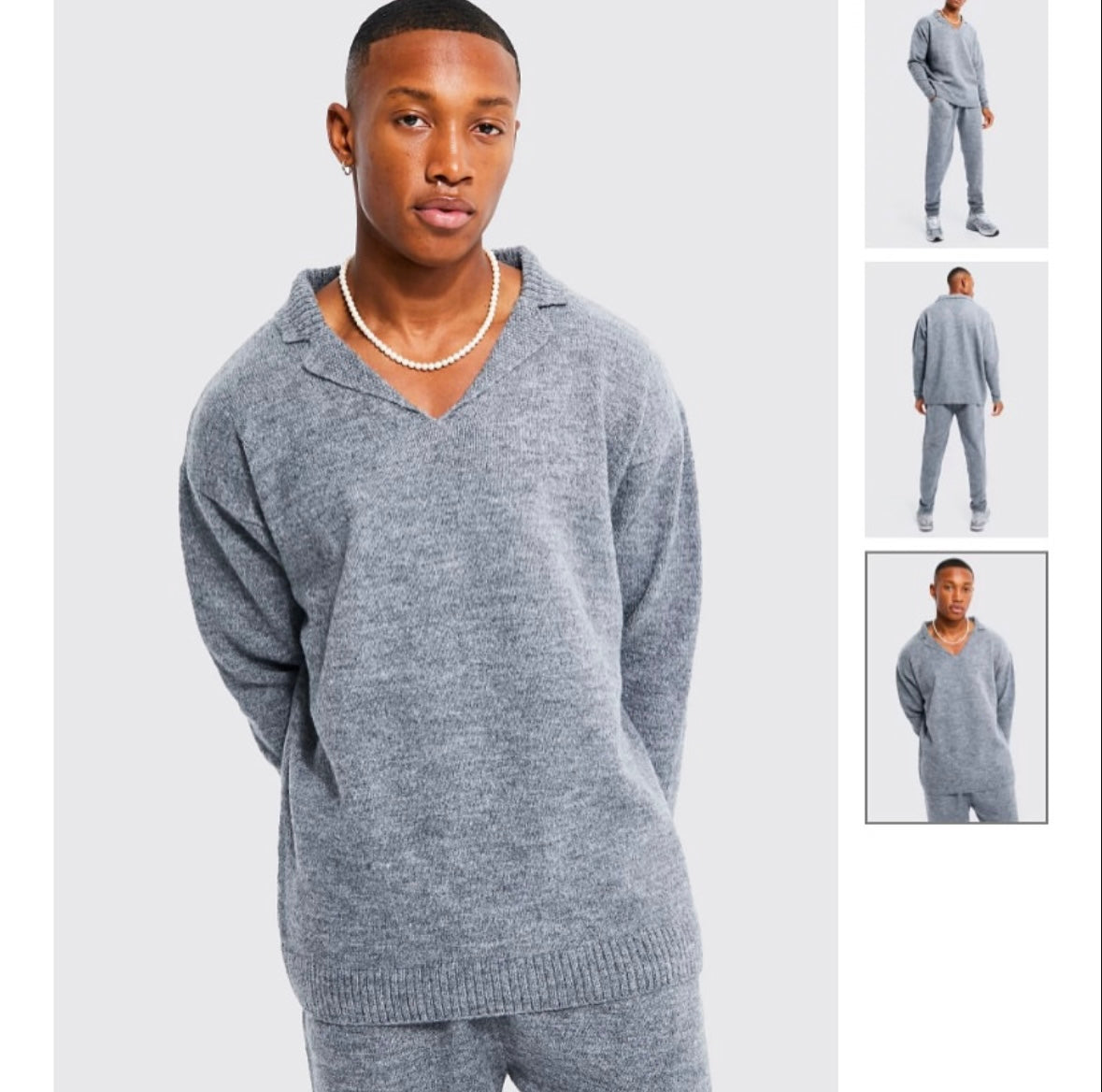 Oversized Revere Knitted Polo Tracksuit