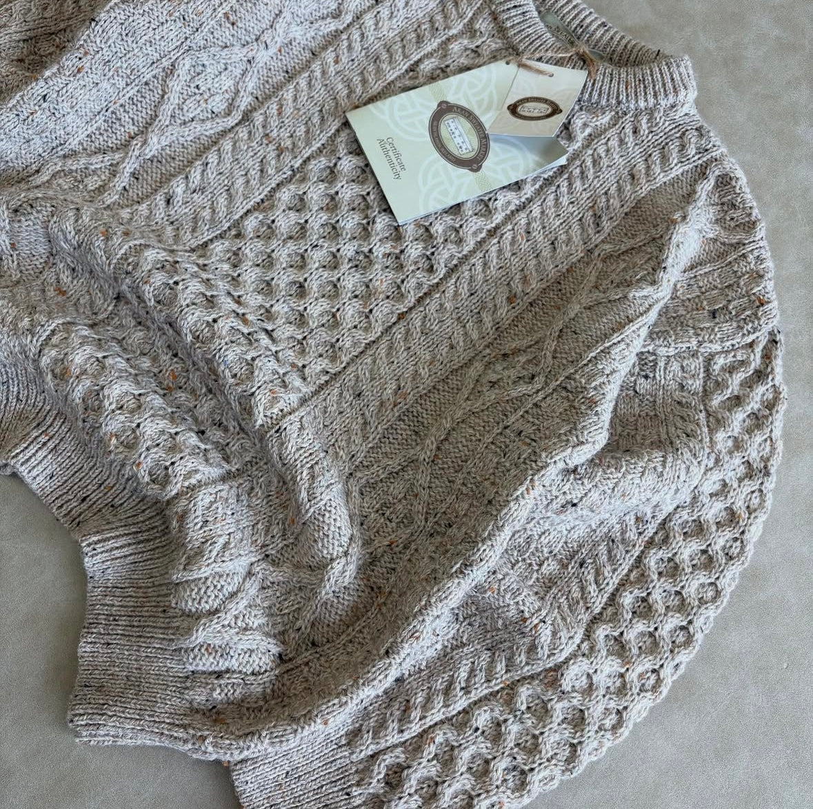 Aran Sweater Cable Knit Crew Neck Aran
Wool Sweater