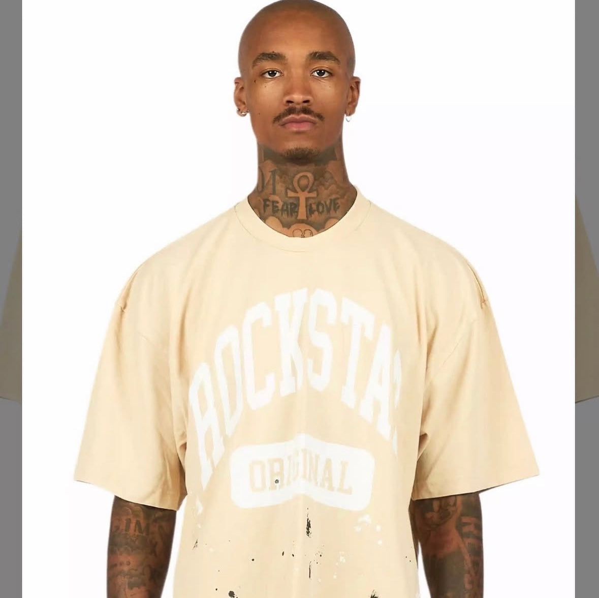 Beige/ Rockstar Boxy Crop T-Shirt