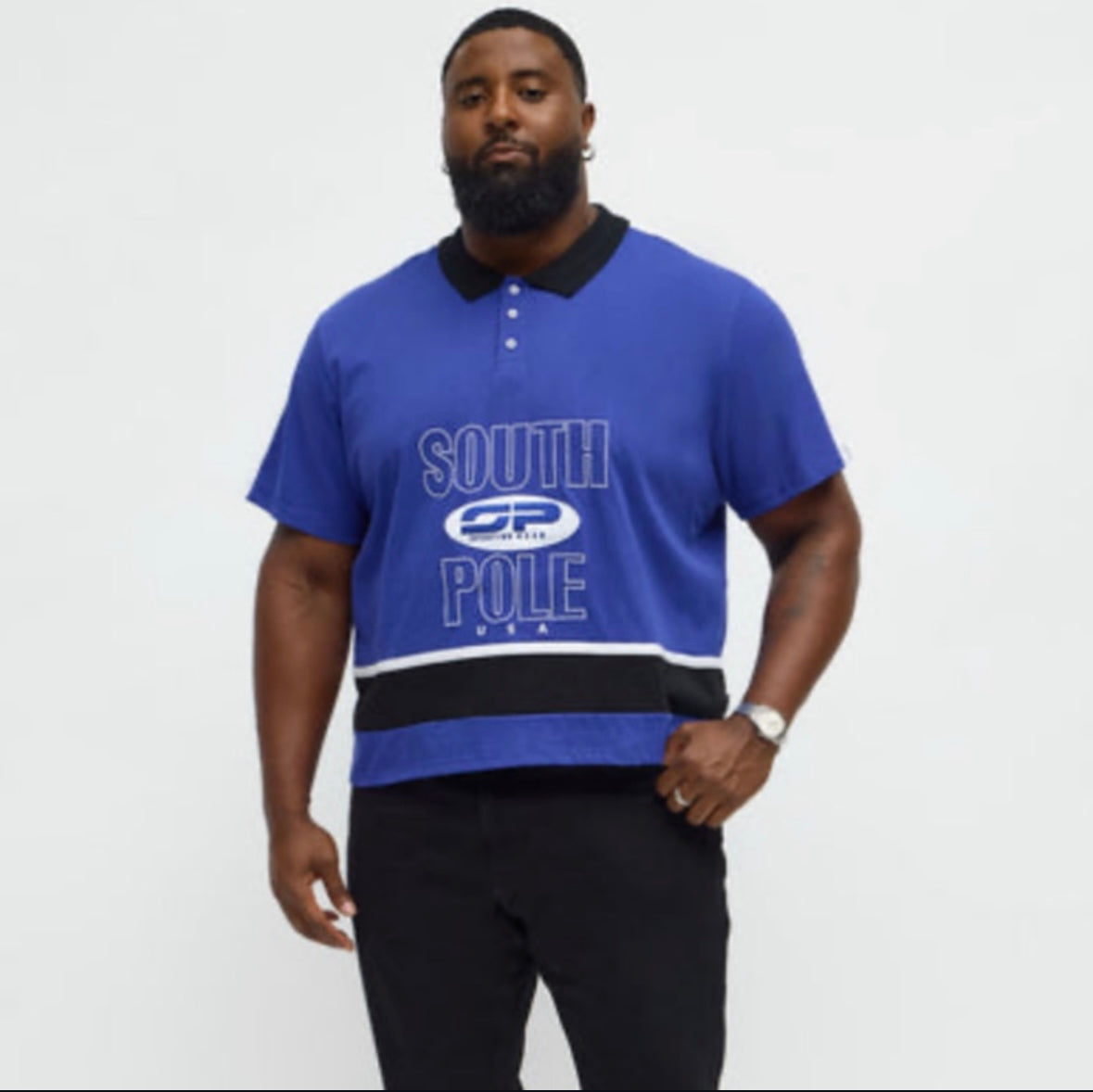 Southpole T-Shirt Relaxed Fit Collared
Graphic - Blue