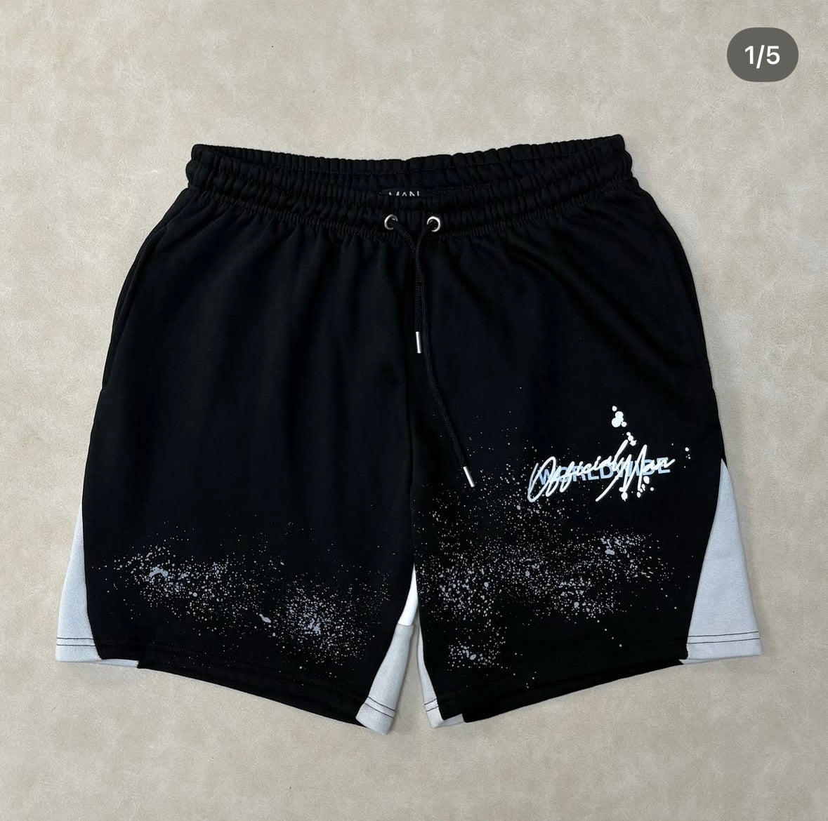 Loose Fitting Paint Splatter Shorts With Gusset