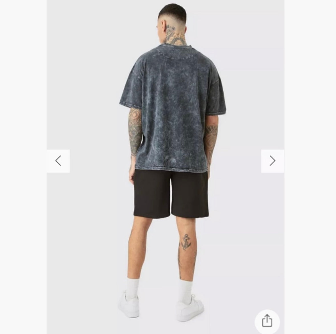Tall Oversized Jersey Shorts With Gothic Print