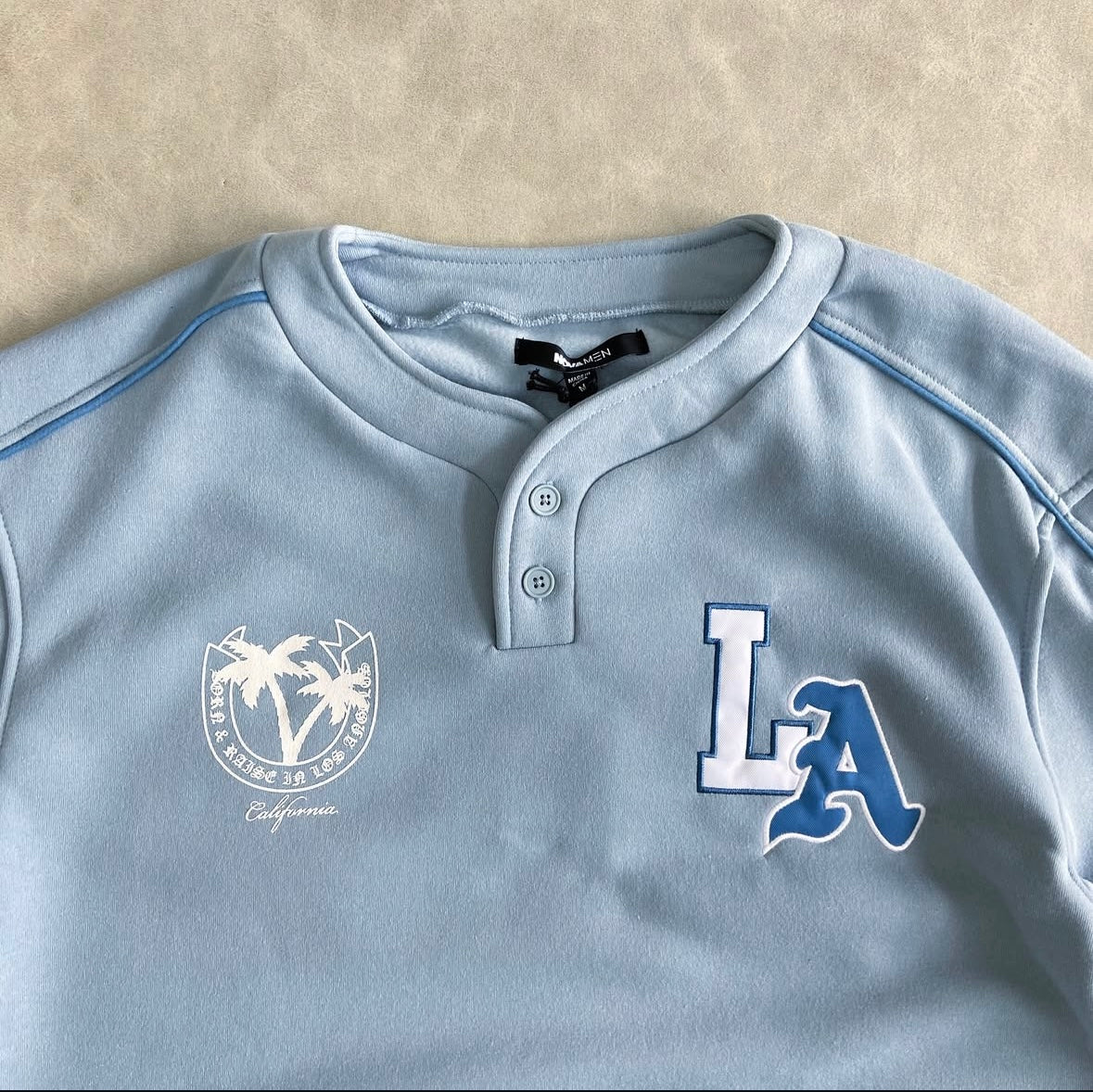 LA California Short Sleeve Henley - Stone