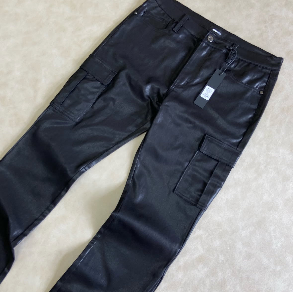 Better Be Cargo Waxed flared Pants Black
