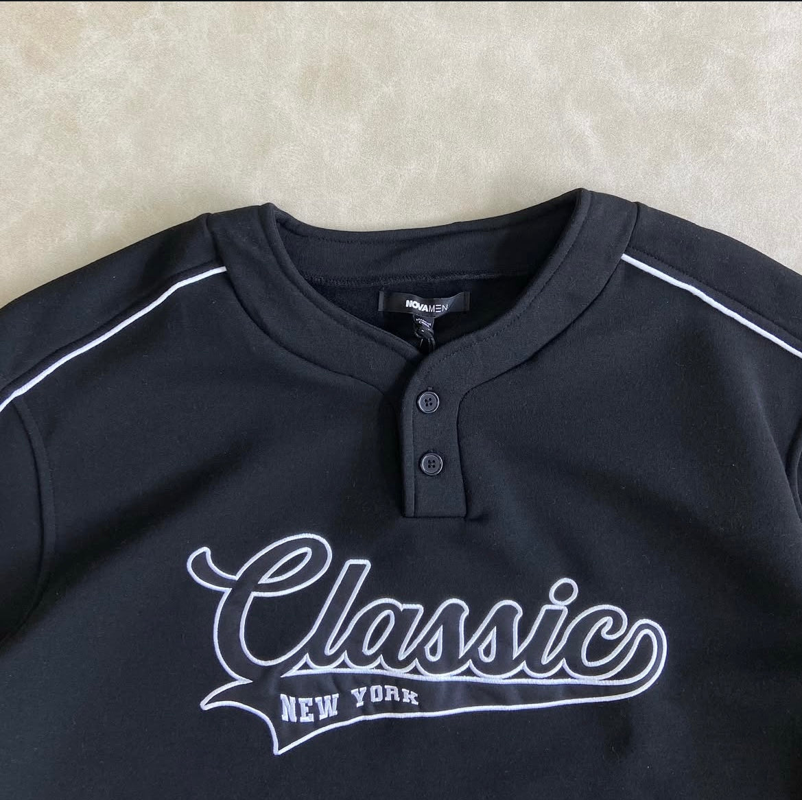 Classic New York Henley Short Sleeve -
Black