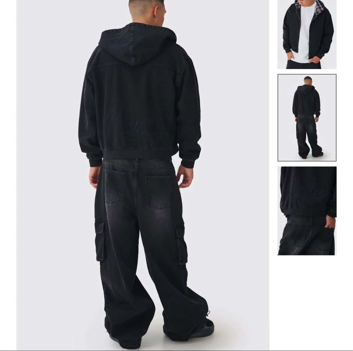 Oversized Boxy Denim Embroidered
Hoodie