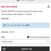 ASOS DESIGN relaxed boxy fit knitted
crew neck Jumper