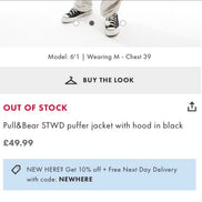 Pull&Bear STWD puffer jacket with hood in black